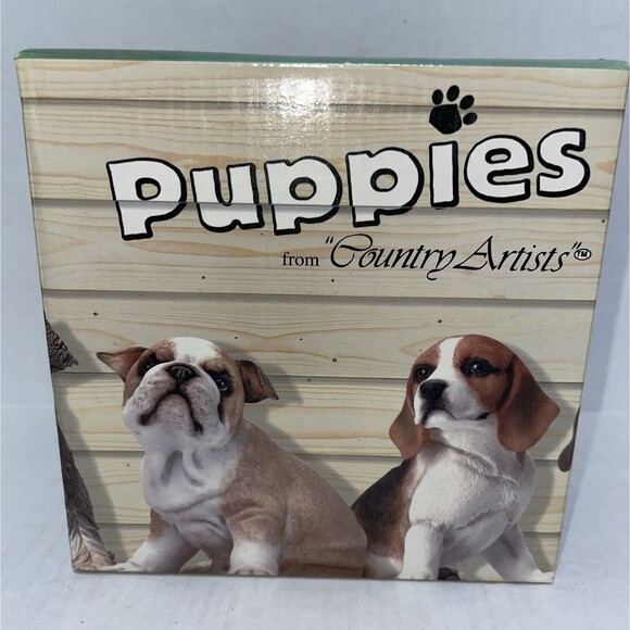 Country Artists Puppies Dog Figurine Bulldog Puppy Hand Painted Home Decor NEW - Picture 6 of 12